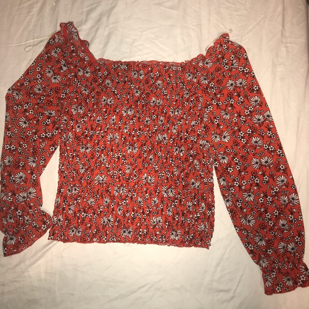 white flowers blouse